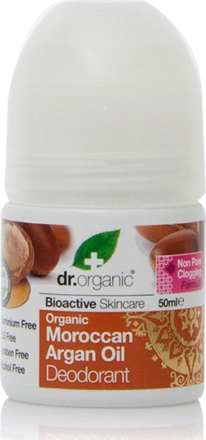 Dr.Organic Moroccan Argan Oil Φυσικό Αποσμητικό σε Roll-On Χωρίς Αλουμίνιο 50ml